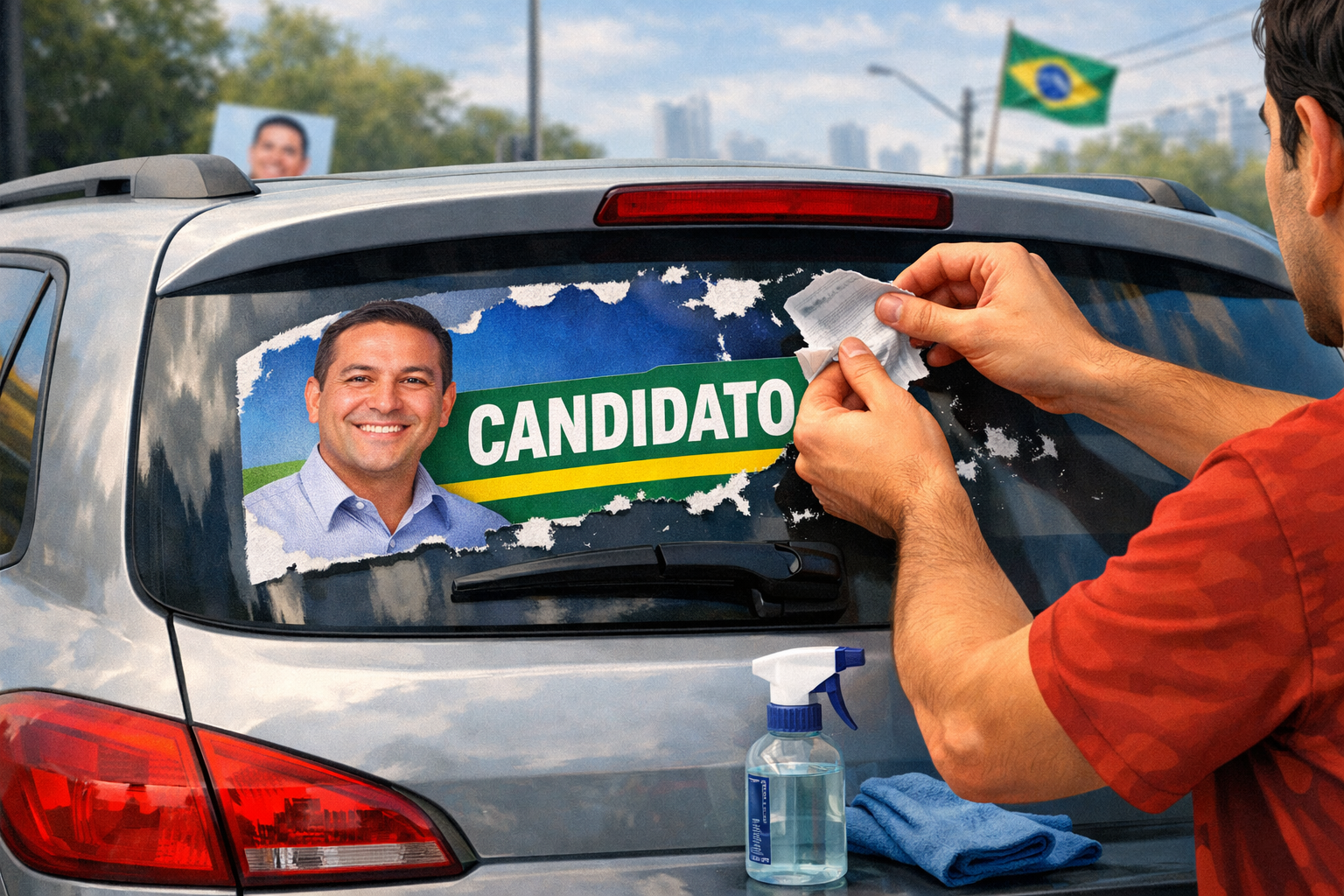 Eleições, adesivos e carros